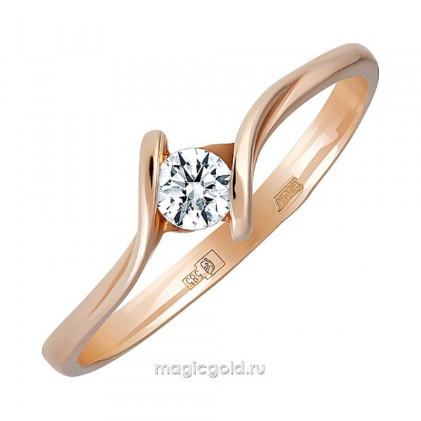 Золотое кольцо с бриллиантом № 161704