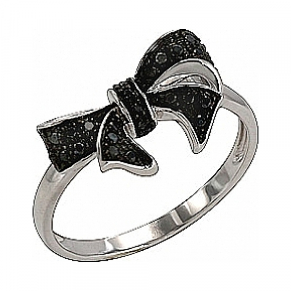 Золотое кольцо с чёрными бриллиантами № 74469