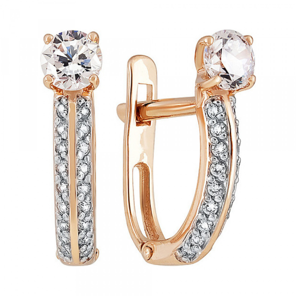 Золотые серьги с фианитом № 134404