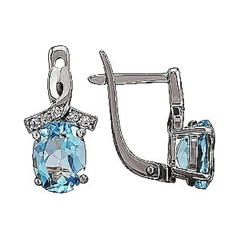 Золотые серьги с топазом и фианитом № 76105