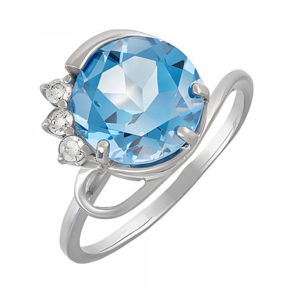 Серебряное кольцо с топазом и фианитом № 134285