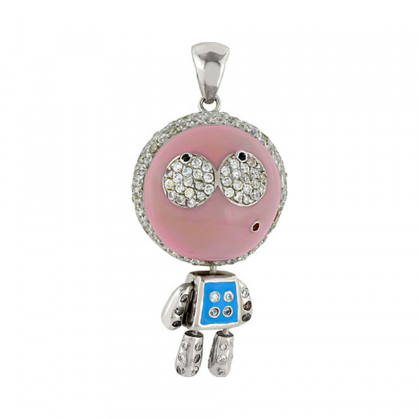 Серебряная подвеска с фианитом и имитац.рубина № 82604