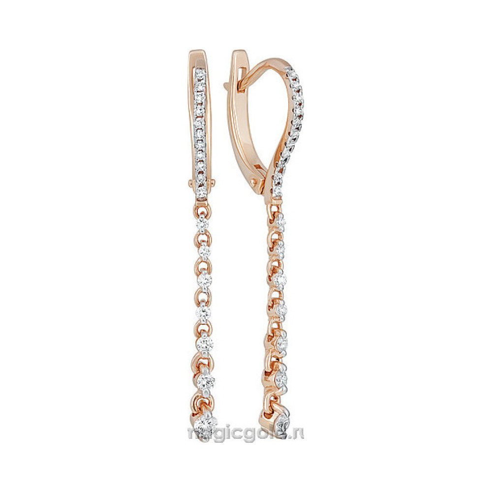 Золотые серьги с бриллиантом № 159309