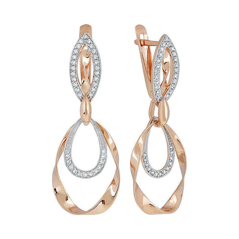 Золотые серьги с фианитом № 138092