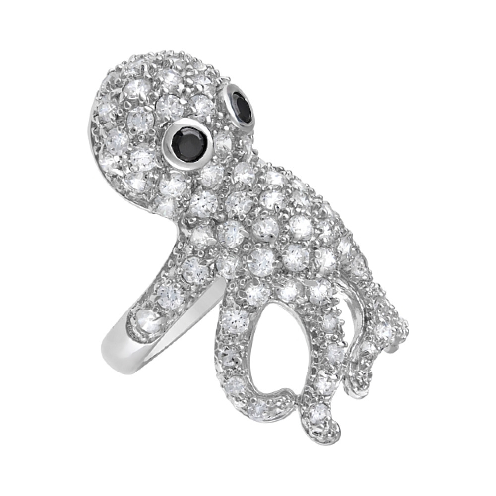 Серебряное кольцо с фианитом № 80878