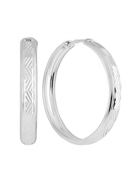 Серебряные серьги конго с алмазной гранью № 129739