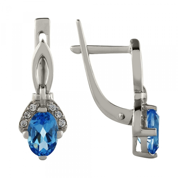 Золотые серьги с топазом и фианитом № 95756