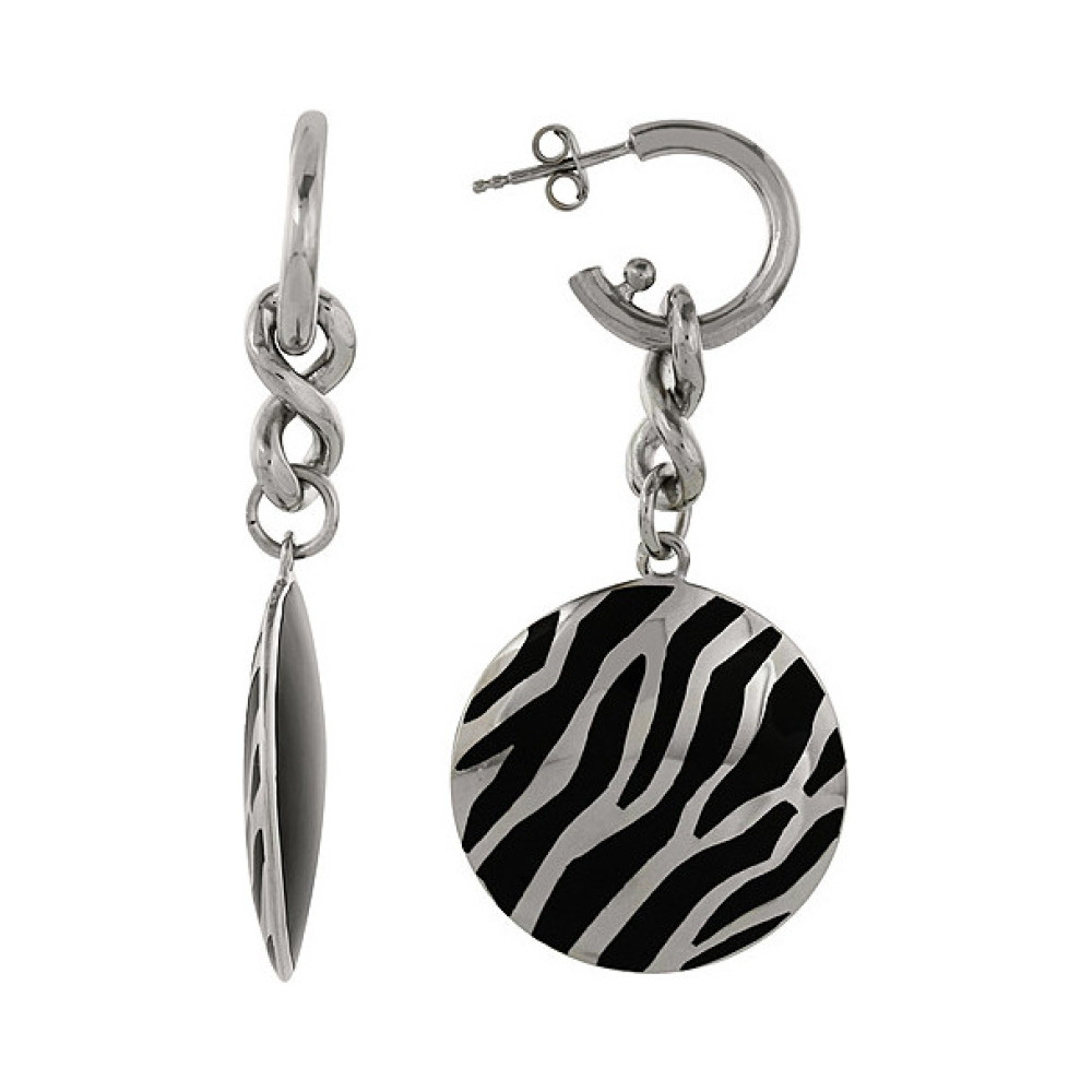 Серебряные серьги с каучуком № 83057