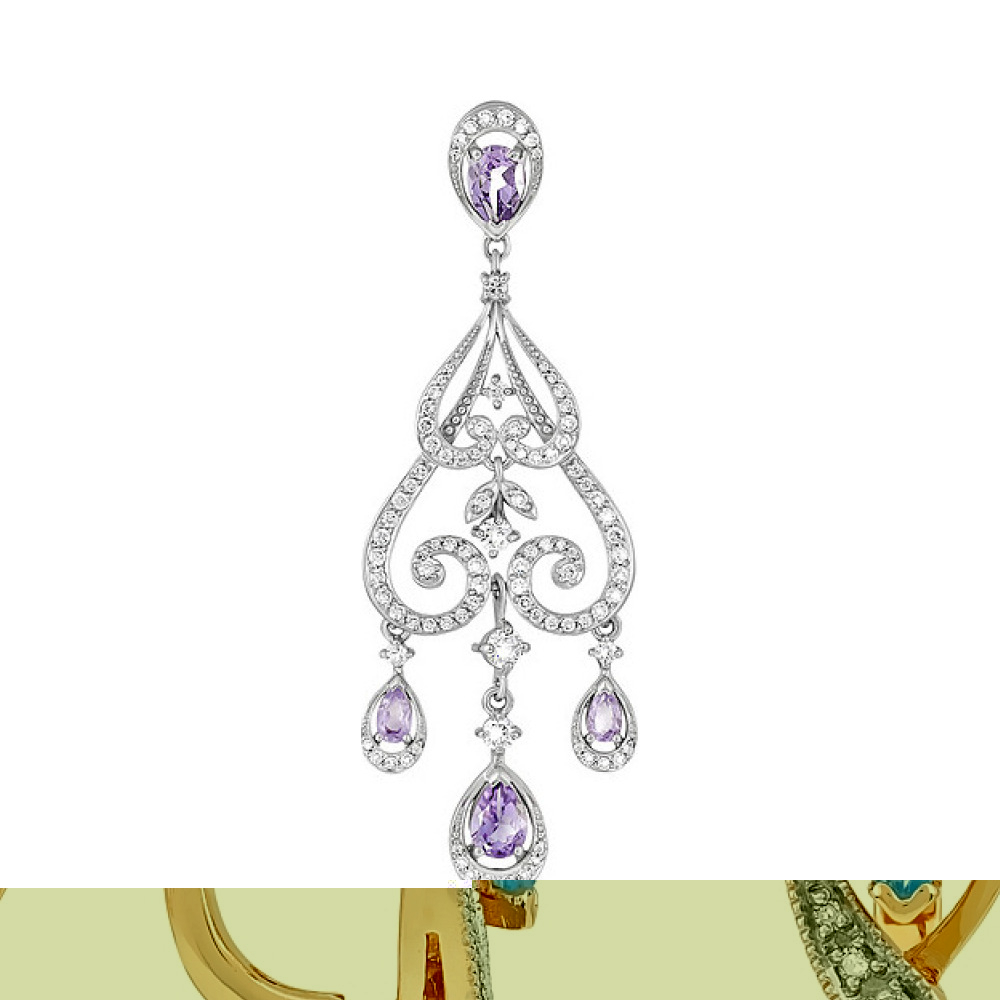 Золотые серьги с бриллиантами и топазом № 108122