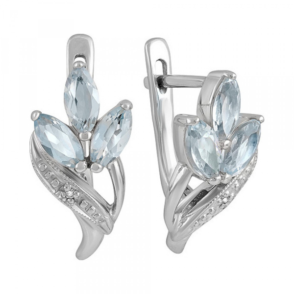 Серебряные серьги с топазом и фианитом № 130222