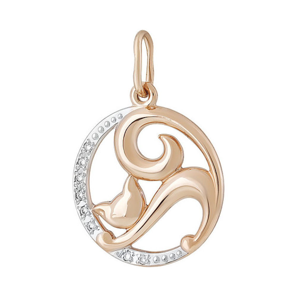 Золотая подвеска с фианитом № 136003