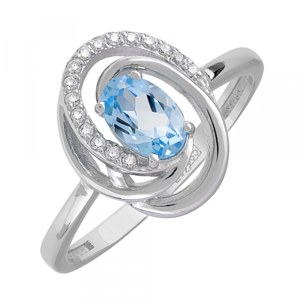 Золотое кольцо с топазом и фианитом № 119924