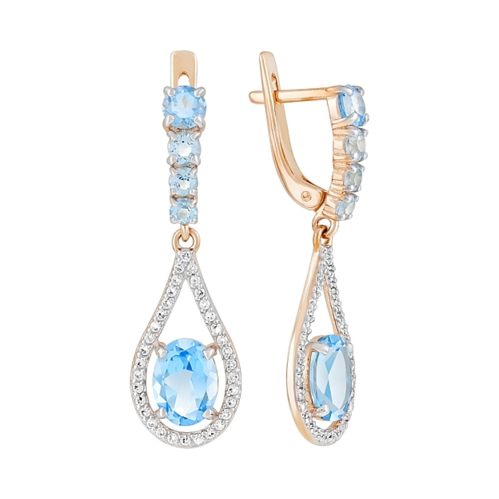 Золотые серьги с топазом и фианитом № 120810