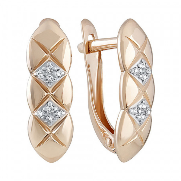 Золотые серьги с фианитом № 135168