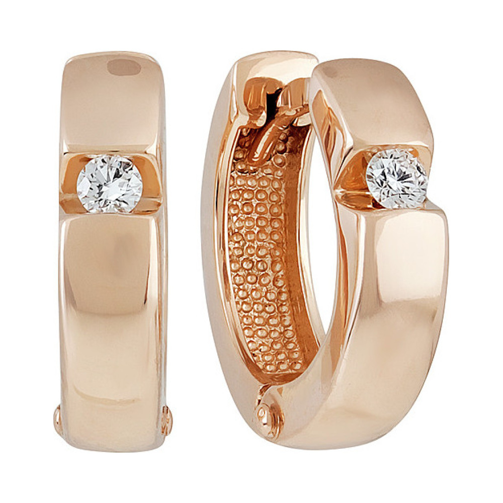 Золотые серьги с бриллиантом № 135550