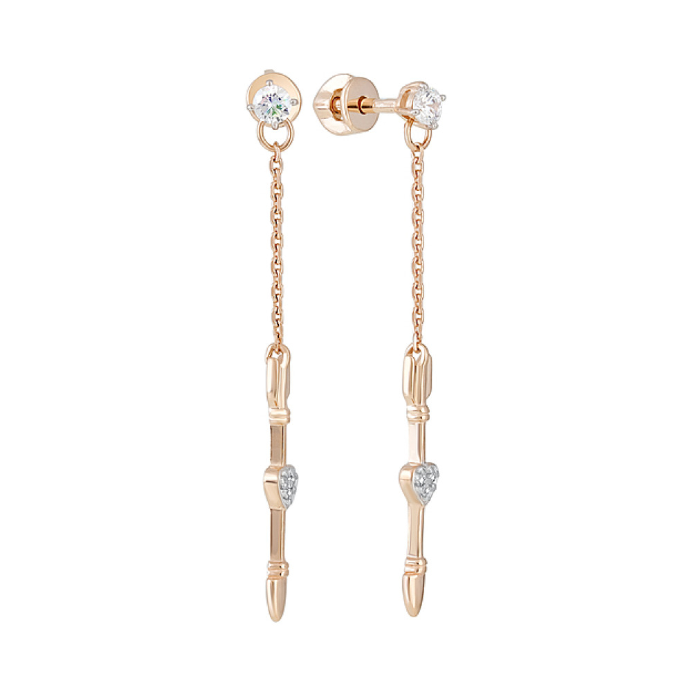 Золотые серьги с фианитами № 129184