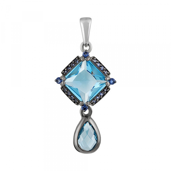 Серебряная подвеска с алпанитом и фианитом черн.покр № 135377