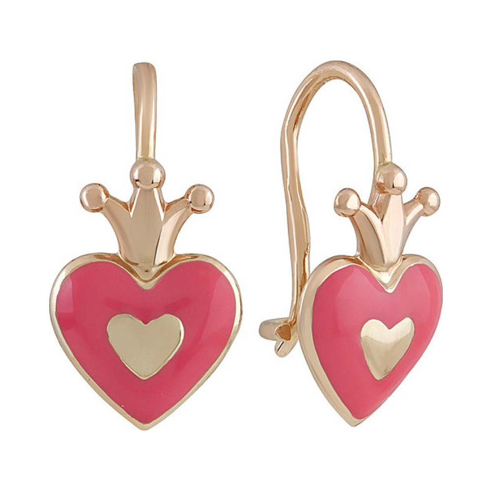 Золотые серьги с эмалью № 135981