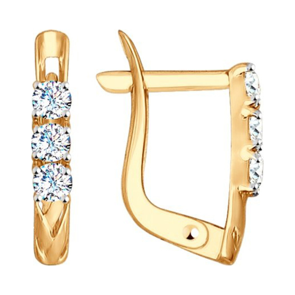 Золотые серьги с фианитом № 159183