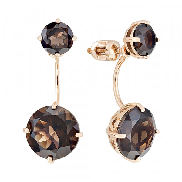 Золотые серьги с раухтопазом № 124530