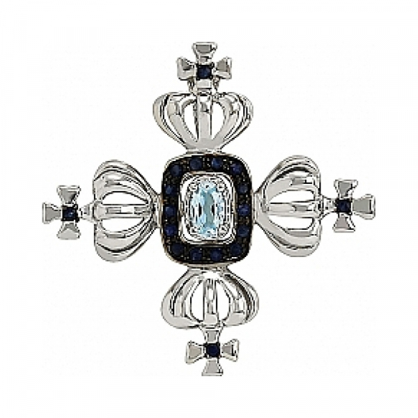 Золотая подвеска с сапфиром и топазом № 83651