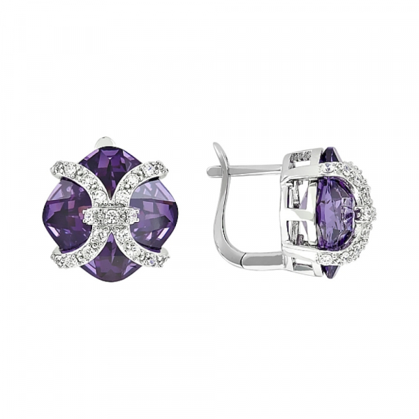 Серебряные серьги с фианитами № 112758