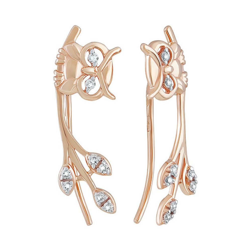 Золотые серьги с фианитом № 136529