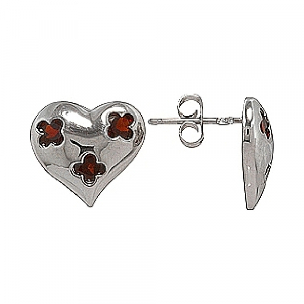 Серебряные серьги с гранатом № 70043