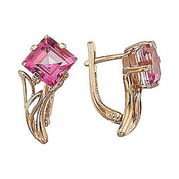 Золотые серьги с гранатом № 50801