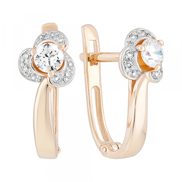 Золотые серьги с кристаллами swarovski № 128876