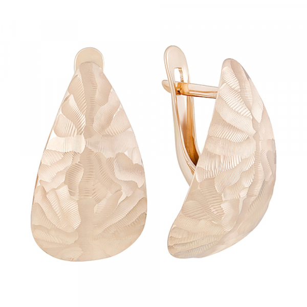 Золотые серьги без камня с алмазкой № 126730