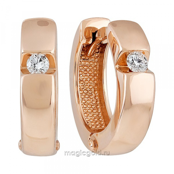 Золотые серьги с бриллиантом № 159765
