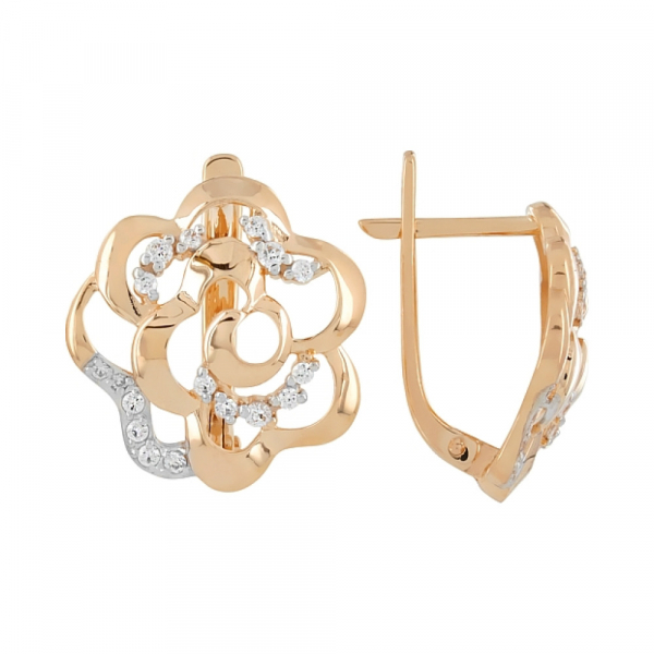 Золотые серьги с фианитами № 109603