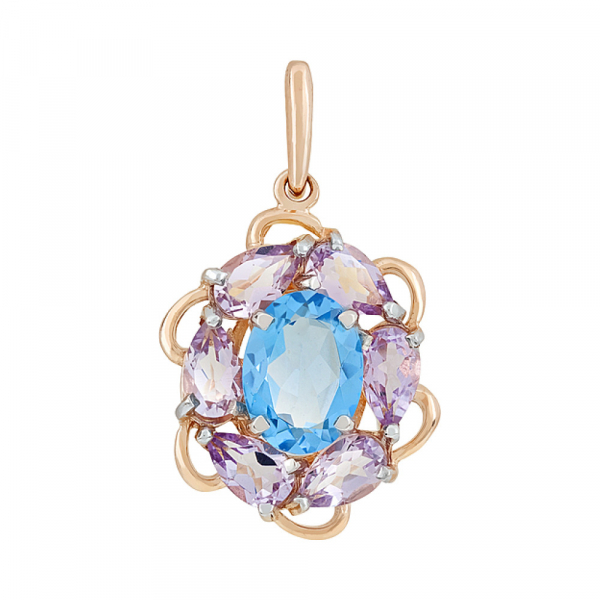 Золотая подвеска с аметистом и топазом № 116276