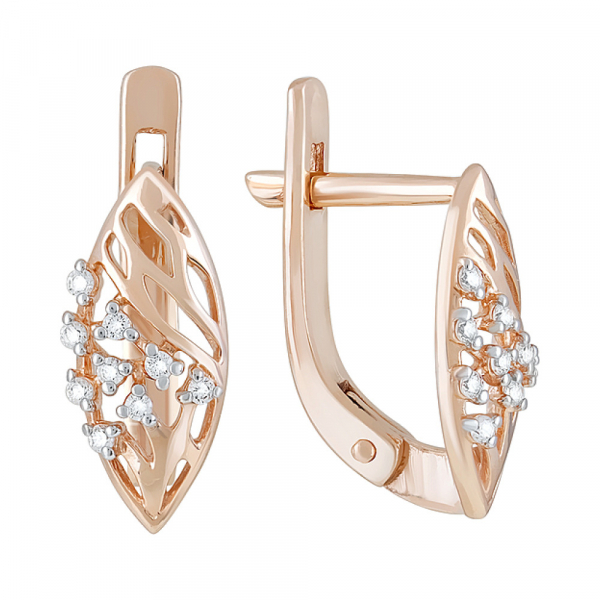 Золотые серьги с фианитами № 123453