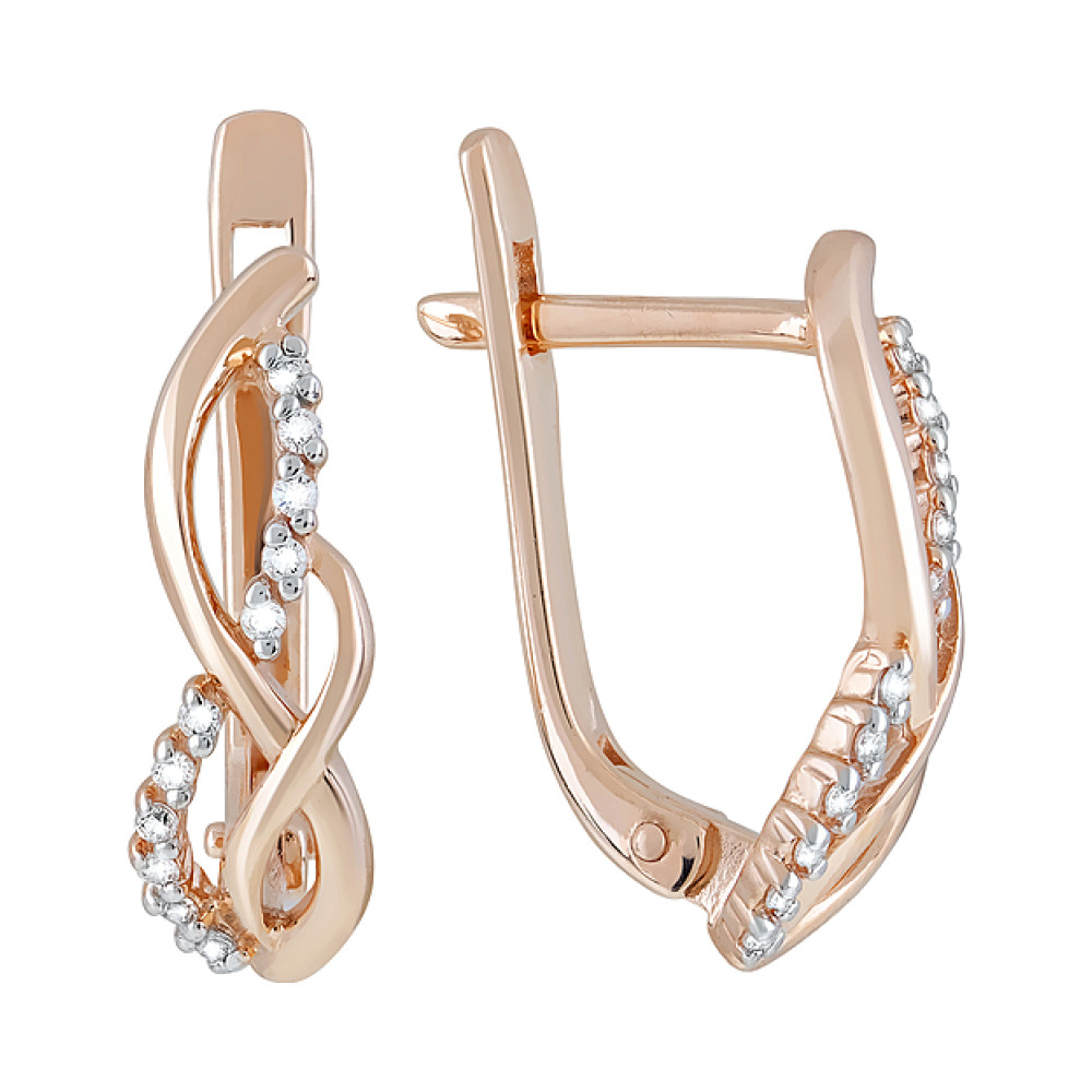 Золотые серьги с фианитами № 123450