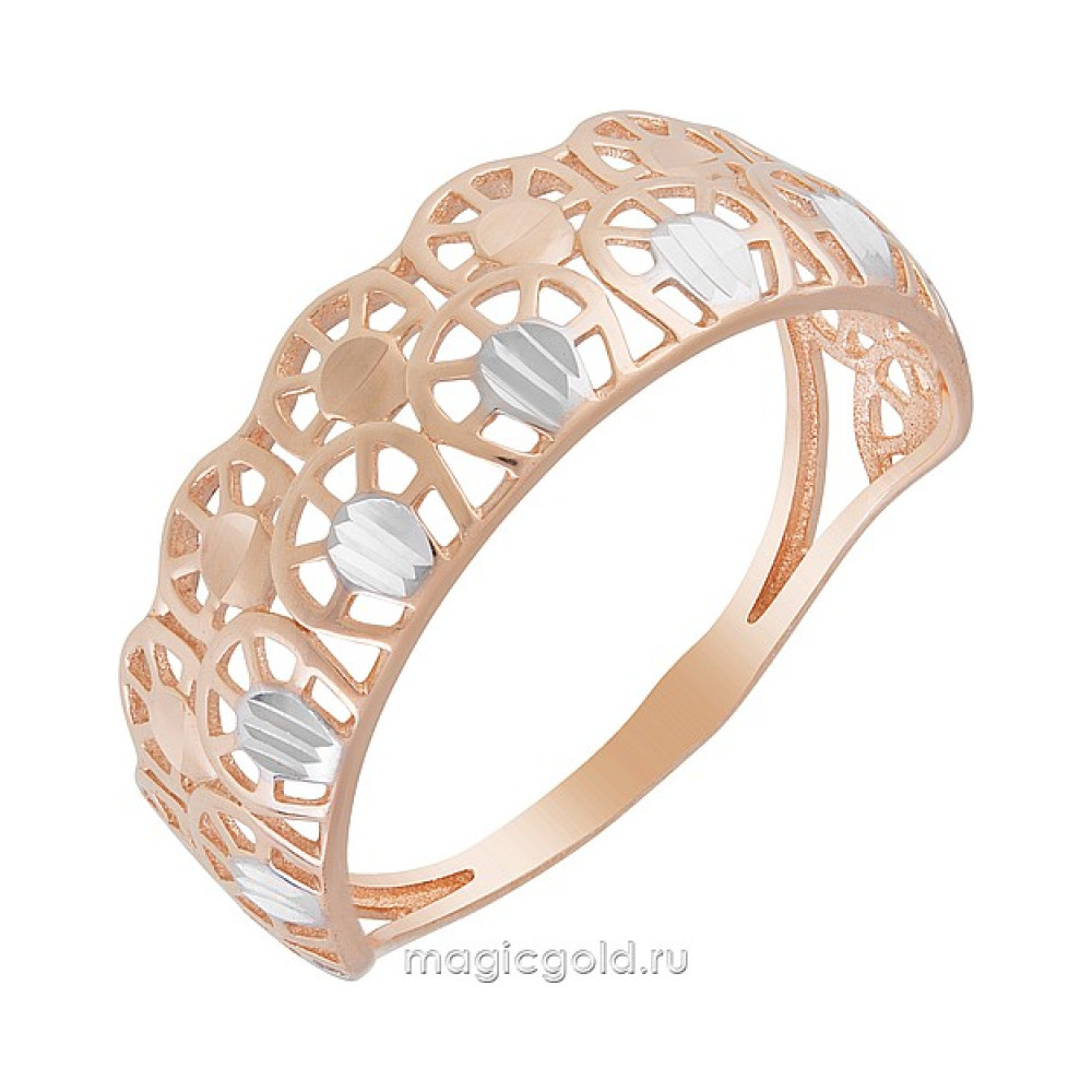 Золотое кольцо без камня с алмазкой № 160775
