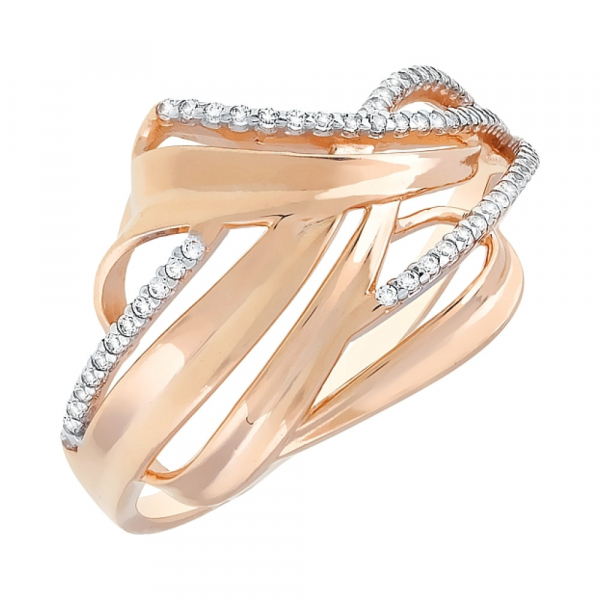 Золотое кольцо с фианитами № 114176