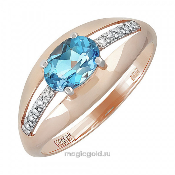 Золотое кольцо с топазом и фианитом № 139798