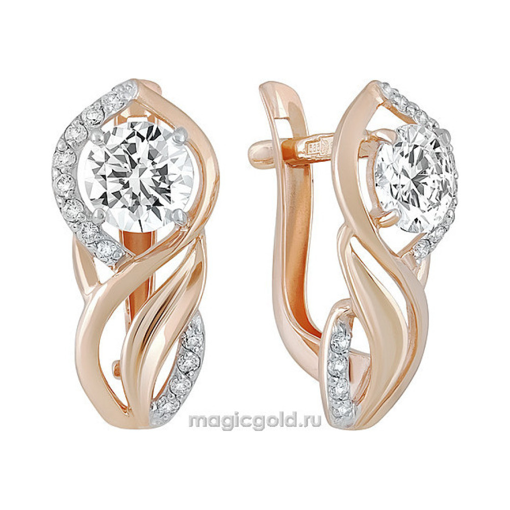 Золотые серьги с фианитом № 139963