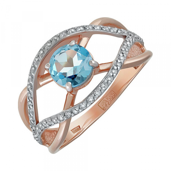 Золотое кольцо с топазом и фианитом № 134870