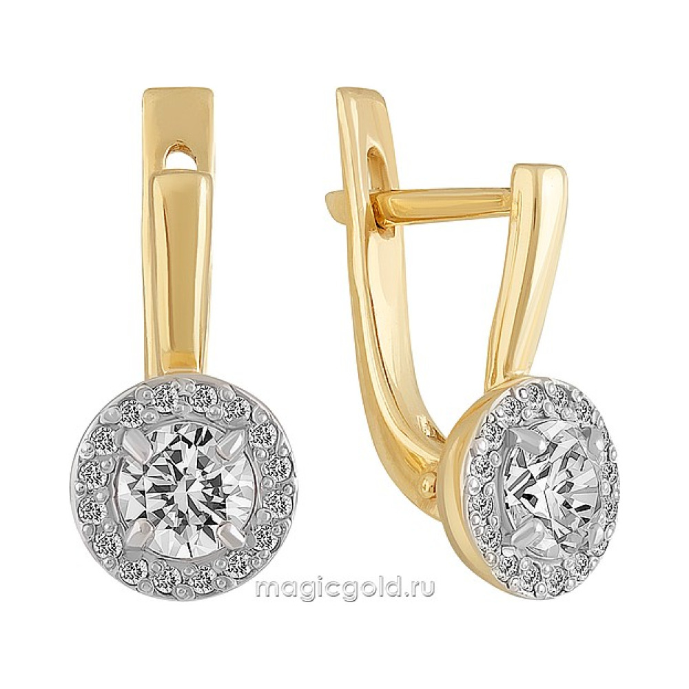Золотые серьги с бриллиантом № 116823