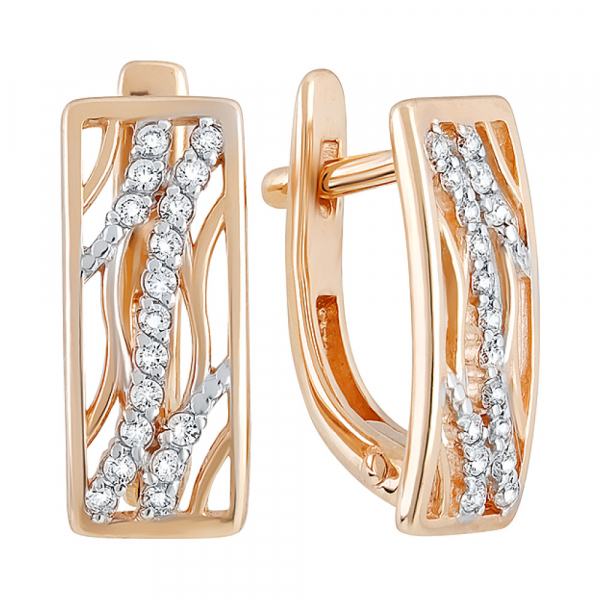 Золотые серьги с фианитом № 129788