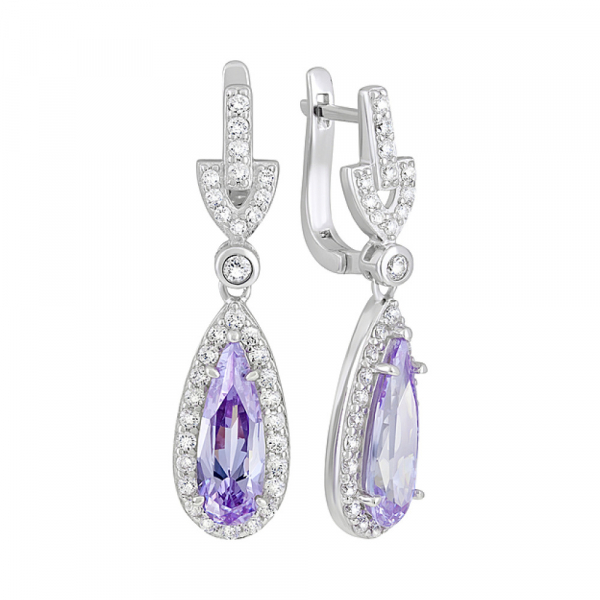 Серебряные серьги с фианитами № 127762