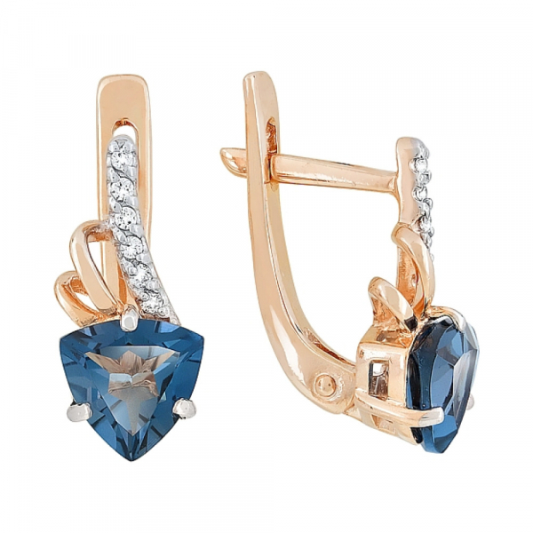 Золотые серьги с топазом и фианитом № 118582