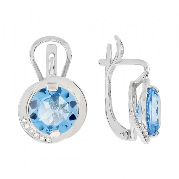 Золотые серьги с топазом и фианитом № 110854