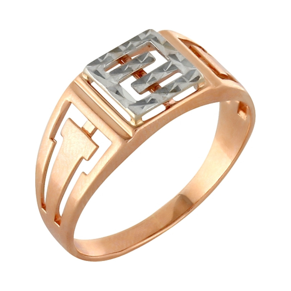 Золотое кольцо без камня с алмазкой № 83907