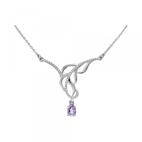 Серебряное колье с аметистом и фианитом № 133196