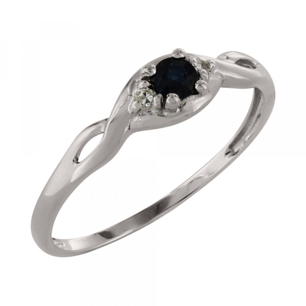 Золотое кольцо с бриллиантом и сапфиром № 85006