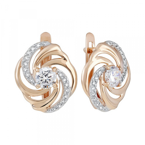 Золотые серьги с фианитом № 134725